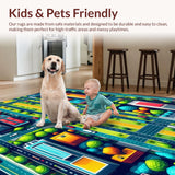 Ultra Soft Area Rug, Non Slip, Stain Resistant, Washable Area Rugs for Living Room, Bedroom, Colorful City Traffic Playroom Educational Rug(Blue)