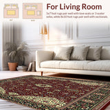 Ultra Soft Area Rug, Non Slip, Stain Resistant, Washable Area Rugs for Living Room, Bedroom, Vintage Runner(Red)