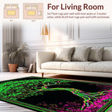Ultra Soft Area Rug, Non Slip, Stain Resistant, Washable Area Rugs for Living Room, Bedroom, Psychedelic Nature-Inspired Fusion(Green)