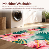 Ultra Soft Area Rug, Non Slip, Stain Resistant, Washable Area Rugs for Living Room, Bedroom, Exotic Green and Pink Palette(Pink)