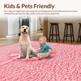 Ultra Soft Area Rug, Non Slip, Stain Resistant, Washable Area Rugs for Living Room, Bedroom, Cute Microfiber Absorbent Rug for Small Bedrooms or Bathrooms(Pink)