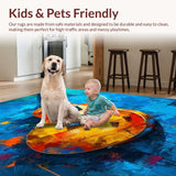 Ultra Soft Area Rug, Non Slip, Stain Resistant, Washable Area Rugs for Living Room, Bedroom, Rustic Circle Instrument Illustration(Yellow)