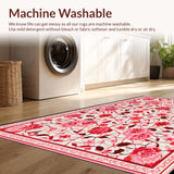 Ultra Soft Area Rug, Non Slip, Stain Resistant, Washable Area Rugs for Living Room, Bedroom, Whimsical Bright Blossom Theme(Pink)