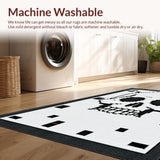 Ultra Soft Area Rug, Non Slip, Stain Resistant, Washable Area Rugs for Living Room, Bedroom, Bold Graphic Skeleton Theme(Black)