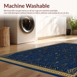 Ultra Soft Area Rug, Non Slip, Stain Resistant, Washable Area Rugs for Living Room, Bedroom, Geometric Spotted Area for Kitchen(Blue)