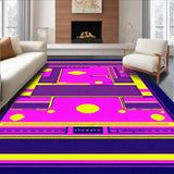 Ultra Soft Area Rug, Non Slip, Stain Resistant, Washable Area Rugs for Living Room, Bedroom, Artful 80s Inspired Dynamic Shapes(Purple)