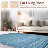 Ultra Soft Area Rug, Non Slip, Stain Resistant, Washable Area Rugs for Living Room, Bedroom, Sky Bow Accent Rug: Scalloped Design, Stylish Floor Covering(Blue)