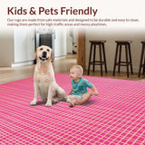 Ultra Soft Area Rug, Non Slip, Stain Resistant, Washable Area Rugs for Living Room, Bedroom, Adorable Cozy Textured Motif(Pink)