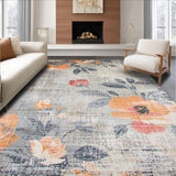 Lush Gray Orange Botanical Print(Gray)