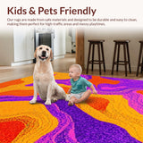 Ultra Soft Area Rug, Non Slip, Stain Resistant, Washable Area Rugs for Living Room, Bedroom, Expressive Color Shift Geometric Shape(Orange)