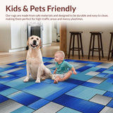 Ultra Soft Area Rug, Non Slip, Stain Resistant, Washable Area Rugs for Living Room, Bedroom, Sophisticated Blue Toned Art Design(Blue)