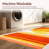 Ultra Soft Area Rug, Non Slip, Stain Resistant, Washable Area Rugs for Living Room, Bedroom, Lively Abstract Sunray Design(Orange)