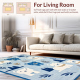 Ultra Soft Area Rug, Non Slip, Stain Resistant, Washable Area Rugs for Living Room, Bedroom, Tender Blue Toned Design(Blue)