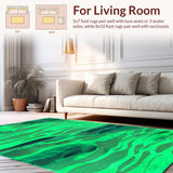 Ultra Soft Area Rug, Non Slip, Stain Resistant, Washable Area Rugs for Living Room, Bedroom, Trippy Shaggy Green Aesthetic(Green)