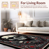 Ultra Soft Area Rug, Non Slip, Stain Resistant, Washable Area Rugs for Living Room, Bedroom, Dark Occult Inspired Decor(Black)