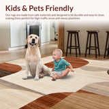 Ultra Soft Area Rug, Non Slip, Stain Resistant, Washable Area Rugs for Living Room, Bedroom, Contemporary Geometric Abstract Featuring Brown And Beige Hues(Beige)