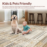 Ultra Soft Area Rug, Non Slip, Stain Resistant, Washable Area Rugs for Living Room, Bedroom, Trendy Boho Inspired Diamond Layout(Beige)