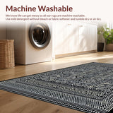 Ultra Soft Area Rug, Non Slip, Stain Resistant, Washable Area Rugs for Living Room, Bedroom, Rustic Ogee Design with Warm Tones(Black)