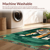 Ultra Soft Area Rug, Non Slip, Stain Resistant, Washable Area Rugs for Living Room, Bedroom, Vibrant Green Animal Motif(Brown)