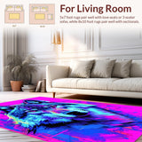 Ultra Soft Area Rug, Non Slip, Stain Resistant, Washable Area Rugs for Living Room, Bedroom, Contemporary Bold Animal Theme(Blue)