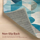 Ultra Soft Area Rug, Non Slip, Stain Resistant, Washable Area Rugs for Living Room, Bedroom, Modern Beach Vibes Area Rug with Graphic Starfish and Rippled Water Motif(Blue)