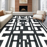 Ultra Soft Area Rug, Non Slip, Stain Resistant, Washable Area Rugs for Living Room, Bedroom, Washable Area Rug Black & White Contemporary Design(Black)