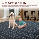 Ultra Soft Area Rug, Non Slip, Stain Resistant, Washable Area Rugs for Living Room, Bedroom, Rustic Gray Trellis Inspired Motif(Gray)