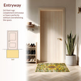 Ultra Soft Area Rug, Non Slip, Stain Resistant, Washable Area Rugs for Living Room, Bedroom, Stylish Warm Color Palette Design(Yellow)