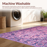 Ultra Soft Area Rug, Non Slip, Stain Resistant, Washable Area Rugs for Living Room, Bedroom, Eclectic Vintage Floral Harmony(Pink)