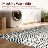 Ultra Soft Area Rug, Non Slip, Stain Resistant, Washable Area Rugs for Living Room, Bedroom, Monochrome Dash Runner Carpet, Linear Art Rug, Modern Graphic Floor Decor(Black)
