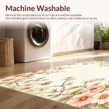 Ultra Soft Area Rug, Non Slip, Stain Resistant, Washable Area Rugs for Living Room, Bedroom, Elegant Floral Area Neutral(Beige)