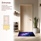 Ultra Soft Area Rug, Non Slip, Stain Resistant, Washable Area Rugs for Living Room, Bedroom, Enchanting Twilight Galaxy Motif(Purple)