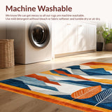 Ultra Soft Area Rug, Non Slip, Stain Resistant, Washable Area Rugs for Living Room, Bedroom, Serene Abstract Horizon Illustration(Orange)