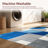 Ultra Soft Area Rug, Non Slip, Stain Resistant, Washable Area Rugs for Living Room, Bedroom, Contemporary Grey and Teal Easy Care Rug for Minimalist Homes(Blue)