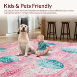 Ultra Soft Area Rug, Non Slip, Stain Resistant, Washable Area Rugs for Living Room, Bedroom, Bright Easter Themed Decor(Pink)