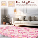 Ultra Soft Area Rug, Non Slip, Stain Resistant, Washable Area Rugs for Living Room, Bedroom, Charming Petal Shaped Aesthetic(Pink)
