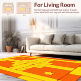 Ultra Soft Area Rug, Non Slip, Stain Resistant, Washable Area Rugs for Living Room, Bedroom, Vivid Playful Plush Tufted Delight(Orange)