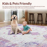 Ultra Soft Area Rug, Non Slip, Stain Resistant, Washable Area Rugs for Living Room, Bedroom, Contemporary Abstract Lattice Arrangement(Purple)