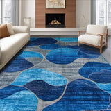 Ultra Soft Area Rug, Non Slip, Stain Resistant, Washable Area Rugs for Living Room, Bedroom, Elegant Blue Toned Transitional Design(Blue)