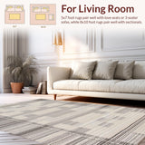 Ultra Soft Area Rug, Non Slip, Stain Resistant, Washable Area Rugs for Living Room, Bedroom, Rustic Earthy Geometric Aesthetics(Beige)
