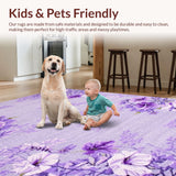 Ultra Soft Area Rug, Non Slip, Stain Resistant, Washable Area Rugs for Living Room, Bedroom, Purple Whimsical Curved Lines(Purple)