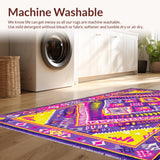 Ultra Soft Area Rug, Non Slip, Stain Resistant, Washable Area Rugs for Living Room, Bedroom, Striking Ogee Pattern in Purple(Purple)