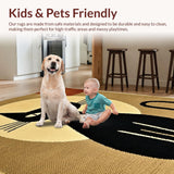 Ultra Soft Area Rug, Non Slip, Stain Resistant, Washable Area Rugs for Living Room, Bedroom, Charming Playful Feline Artwork(Beige)