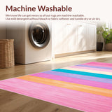 Ultra Soft Area Rug, Non Slip, Stain Resistant, Washable Area Rugs for Living Room, Bedroom, Kawaii Pastel Rainbow Nursery Play Mat(Red)