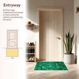 Ultra Soft Area Rug, Non Slip, Stain Resistant, Washable Area Rugs for Living Room, Bedroom, Sophisticated Modern Geometric Appeal(Green)