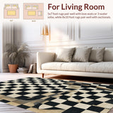 Ultra Soft Area Rug, Non Slip, Stain Resistant, Washable Area Rugs for Living Room, Bedroom, Chessboard Black & White Checkered Patio Rug(Black)
