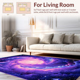 Ultra Soft Area Rug, Non Slip, Stain Resistant, Washable Area Rugs for Living Room, Bedroom, Whimsical Starry Night Illusion(Purple)