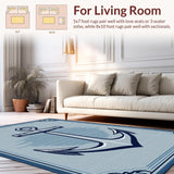 Ultra Soft Area Rug, Non Slip, Stain Resistant, Washable Area Rugs for Living Room, Bedroom, Vibrant Coastal Nautical Scene(Blue)