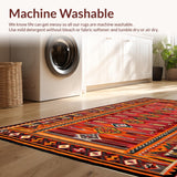 Ultra Soft Area Rug, Non Slip, Stain Resistant, Washable Area Rugs for Living Room, Bedroom, Vibrant Aztec Tribal Aesthetic(Red)