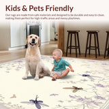 Ultra Soft Area Rug, Non Slip, Stain Resistant, Washable Area Rugs for Living Room, Bedroom, Delicate Winged Insect Accent Floral(Beige)